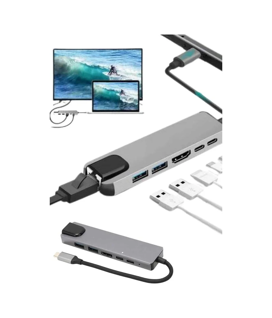 Lexroo Usb Type-c Hub Dönüştürücü Çevirici Çoklayıcı Macbook Uyumlu Çevirici 8 Portlu Standart Lexroo Usb Type-c Hub Dönüştürücü Çevirici Çoklayıcı Macbook Uyumlu Çevirici 8 Portlu Standart
