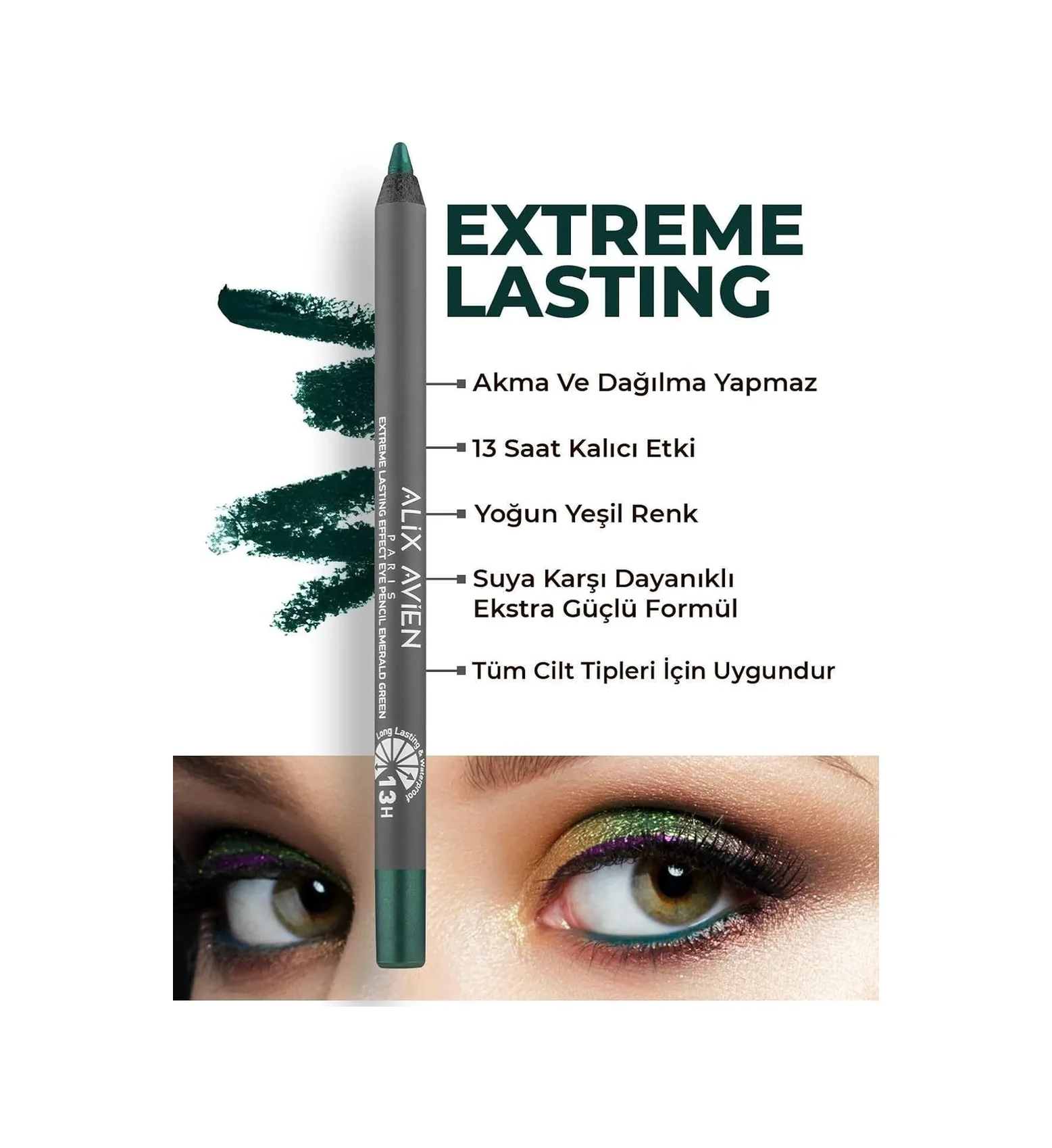 Lexroo Uzun Süre Kalıcı Suya Dayanıklı Akma - Extreme Emerald Green Lexroo Uzun Süre Kalıcı Suya Dayanıklı Akma - Extreme Emerald Green