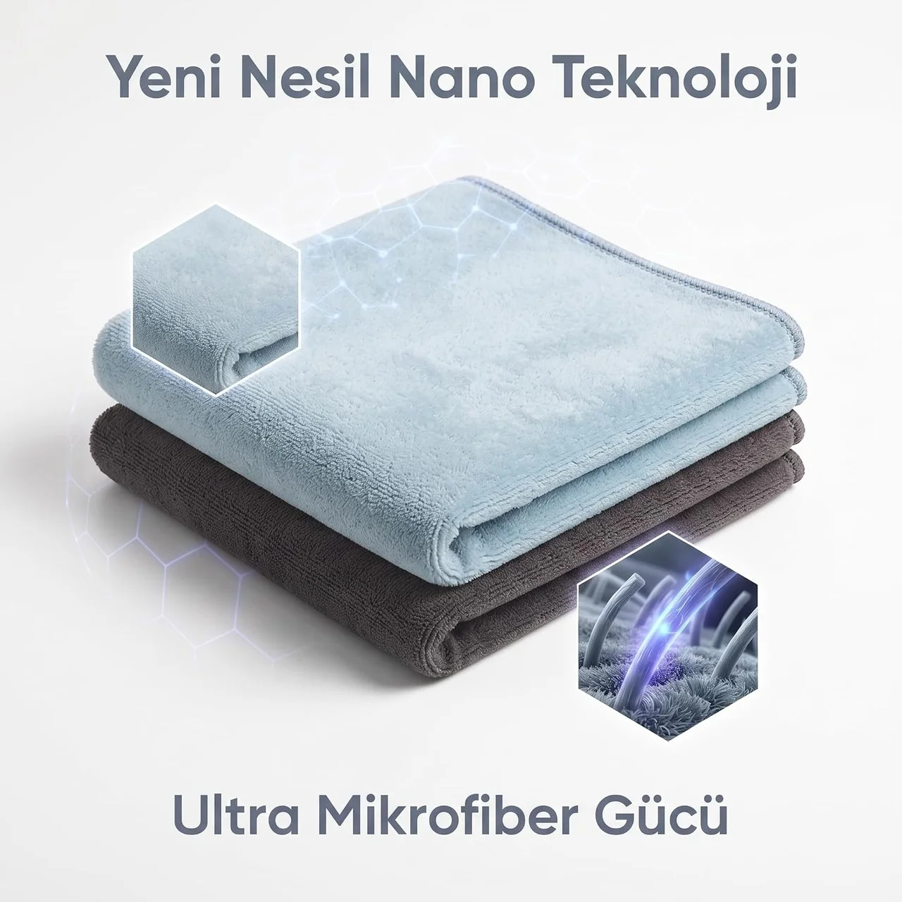Lexroo Velvet Soft Süper Emici Kadife Doku Mikrofiber Bez 2'li Set Açık Mavi - Gri 40x40 Cm Lexroo Velvet Soft Süper Emici Kadife Doku Mikrofiber Bez 2'li Set Açık Mavi - Gri 40x40 Cm