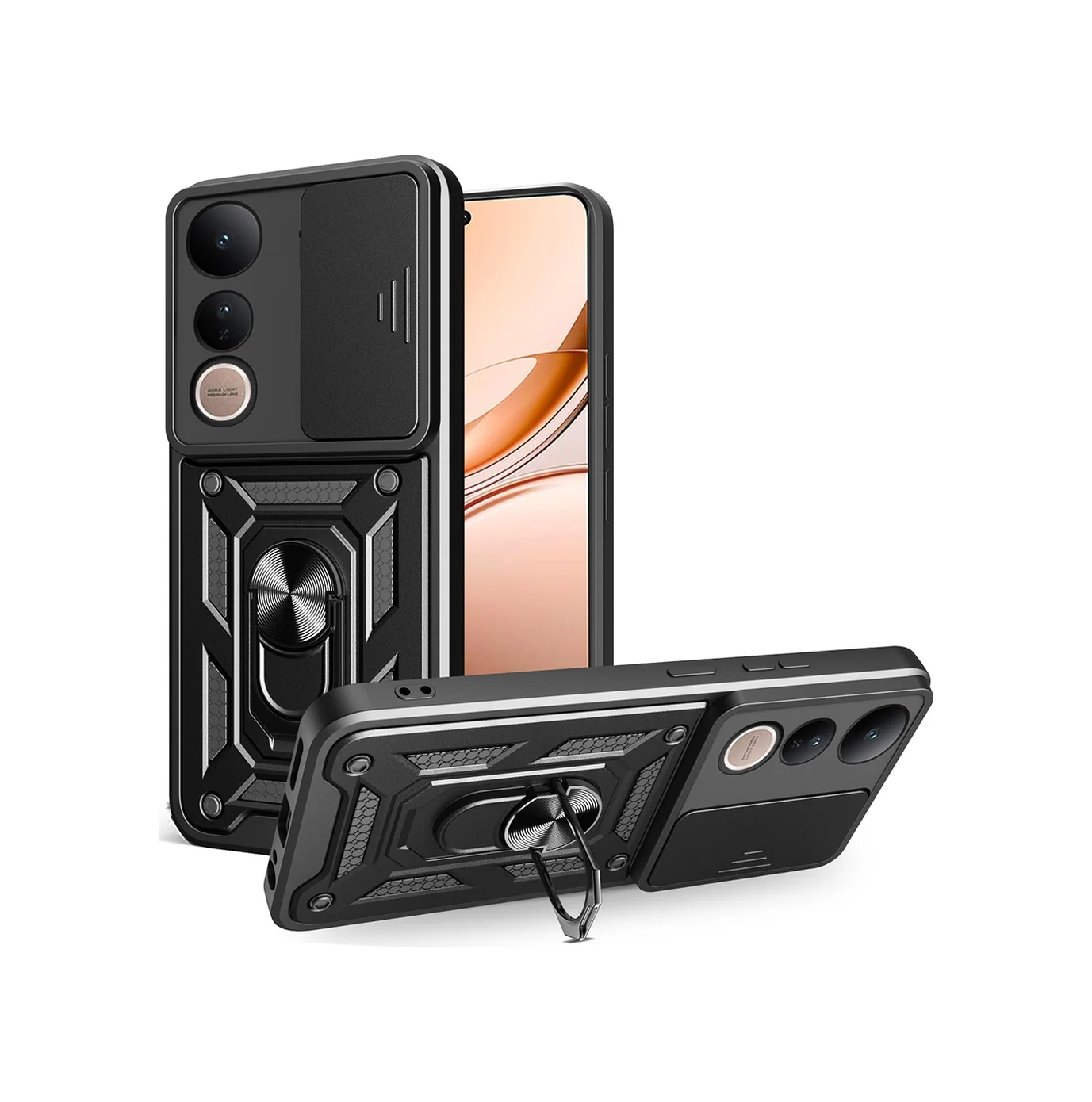 Lexroo Vivo V50 Lite 4g Kılıf Magnetik Standlı Kamera Korumalı Sürgülü Vega Kılıf - Siyah Lexroo Vivo V50 Lite 4g Kılıf Magnetik Standlı Kamera Korumalı Sürgülü Vega Kılıf - Siyah