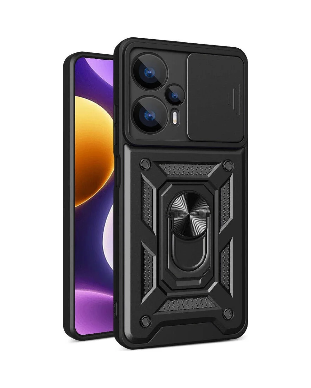 Lexroo Xiaomi Poco F5 Kılıf Magnetik Standlı Kamera Korumalı Sürgülü Vega Kılıf - Siyah Lexroo Xiaomi Poco F5 Kılıf Magnetik Standlı Kamera Korumalı Sürgülü Vega Kılıf - Siyah