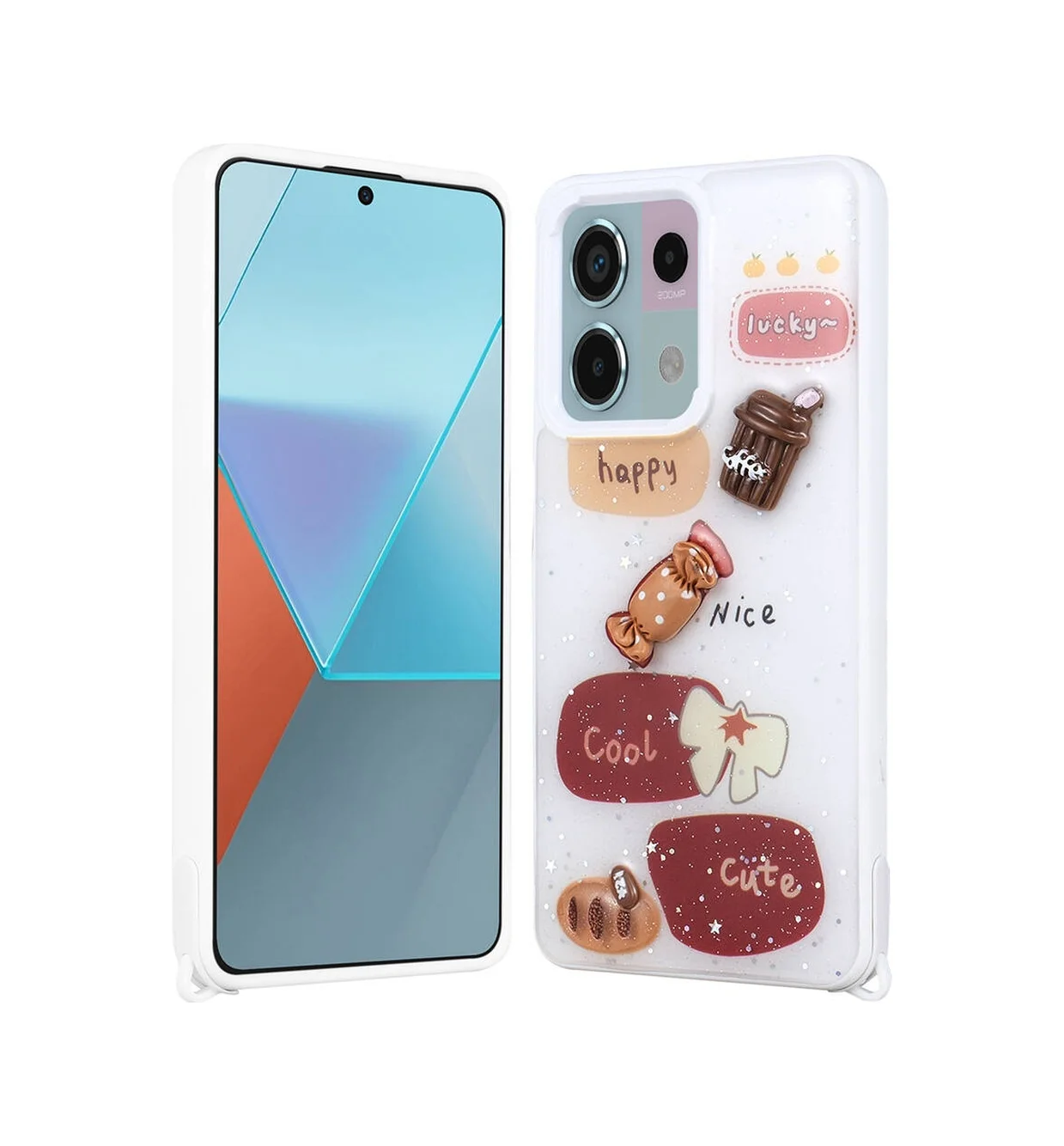 Lexroo Xiaomi Redmi Note 13 Pro 5g Kılıf Parlayan Simli Kabartma Figürlü Cevze Kılıf - Beyaz Lexroo Xiaomi Redmi Note 13 Pro 5g Kılıf Parlayan Simli Kabartma Figürlü Cevze Kılıf - Beyaz