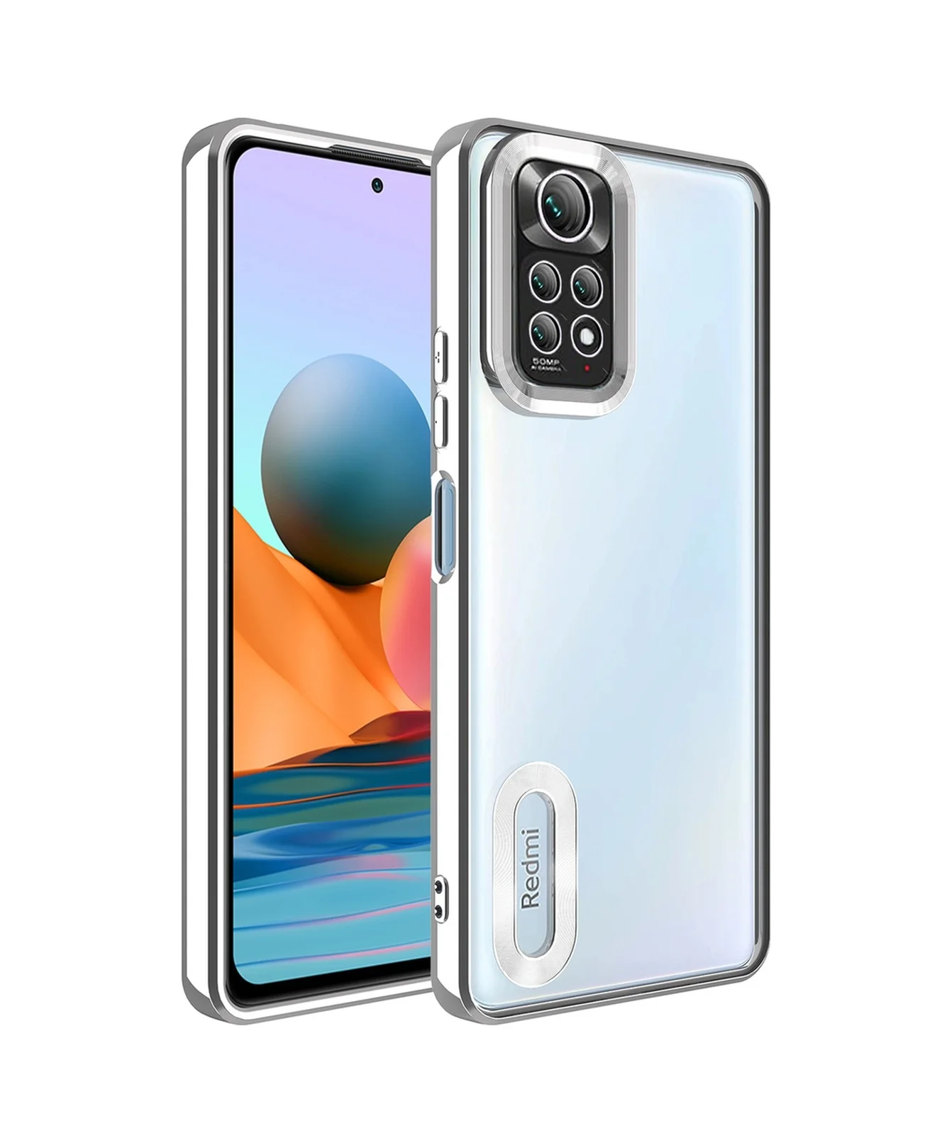 Lexroo Xiaomi Redmi Note 11s Global Kılıf Kamera Korumalı Logo Gösteren Omega Kılıf - Gümüş Lexroo Xiaomi Redmi Note 11s Global Kılıf Kamera Korumalı Logo Gösteren Omega Kılıf - Gümüş