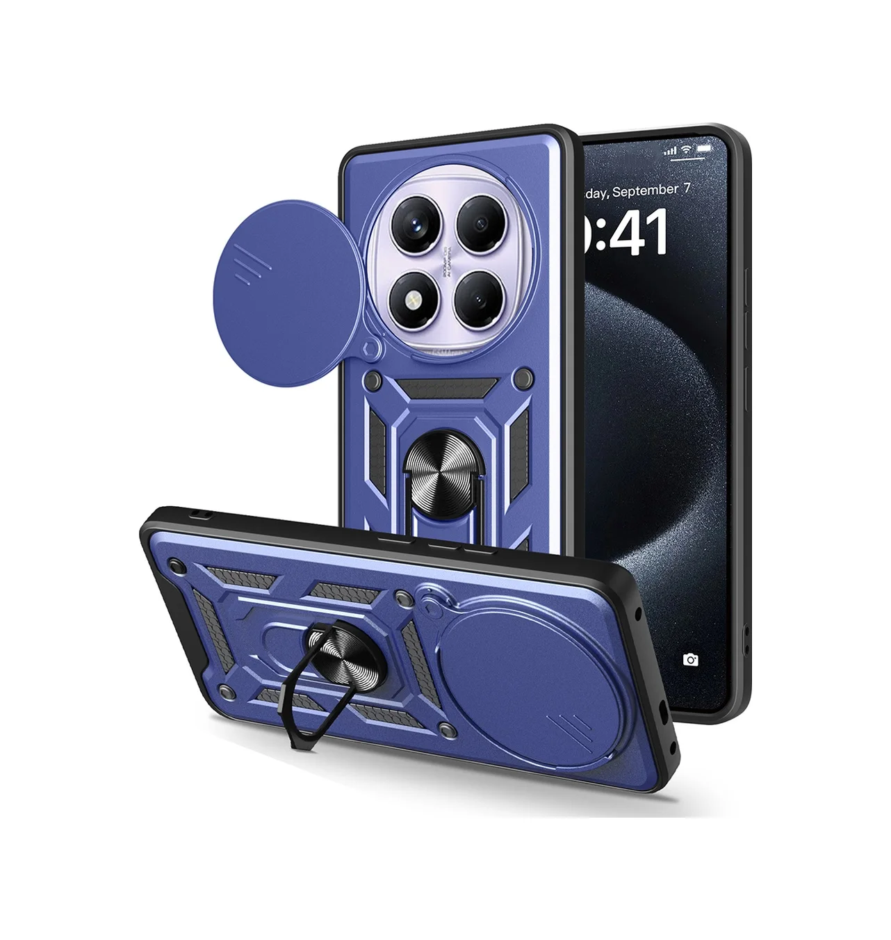 Lexroo Xiaomi Redmi Note 14 Pro 4g Kılıf Magnetik Standlı Kamera Korumalı Sürgülü Vega Kılıf - Mavi Lexroo Xiaomi Redmi Note 14 Pro 4g Kılıf Magnetik Standlı Kamera Korumalı Sürgülü Vega Kılıf - Mavi