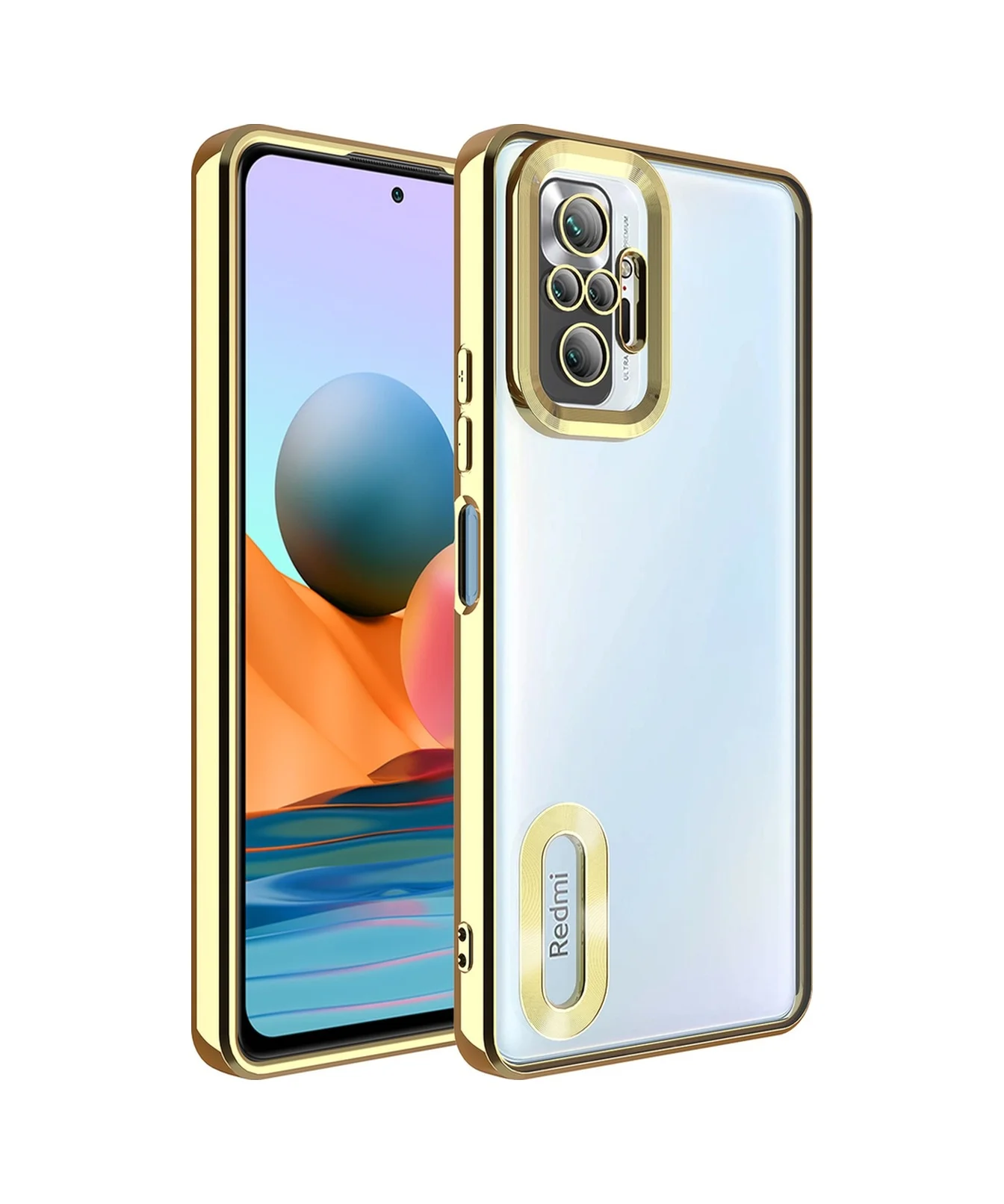 Lexroo Xiaomi Redmi Note 10 Pro Kılıf Kamera Korumalı Logo Gösteren Omega Kılıf - Gold Lexroo Xiaomi Redmi Note 10 Pro Kılıf Kamera Korumalı Logo Gösteren Omega Kılıf - Gold
