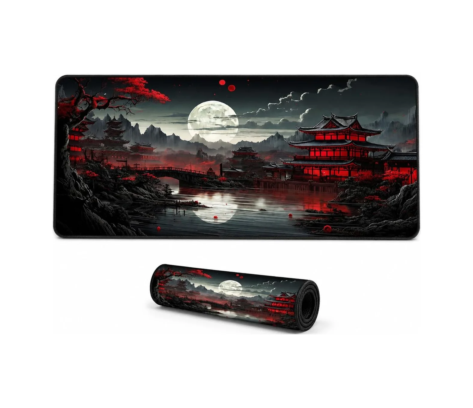 Lexroo Zen Xxl Mouse Pad 90x40 Cm, Büyük Masa Matı, 3 Mm Dikişli Kenar - Crimson Temple Lexroo Zen Xxl Mouse Pad 90x40 Cm, Büyük Masa Matı, 3 Mm Dikişli Kenar - Crimson Temple