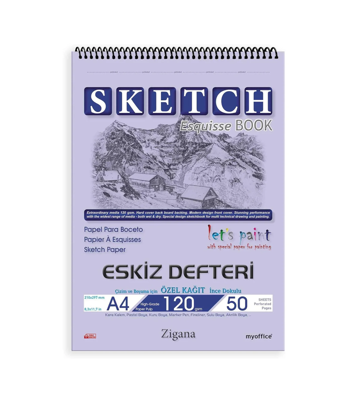 Lexroo Zigana A4 Spiralli Eskiz Defteri 50 Yaprak, 120 Gr Çizim Bloknotu, Sanat Defteri Çok Renkli Lexroo Zigana A4 Spiralli Eskiz Defteri 50 Yaprak, 120 Gr Çizim Bloknotu, Sanat Defteri Çok Renkli