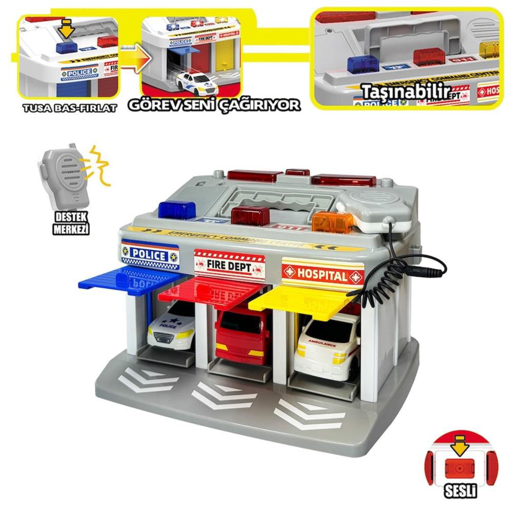 LFI-9555 Işıklı Müzikli İlk Yardım Garajı (Ambulans, Polis, İtfai