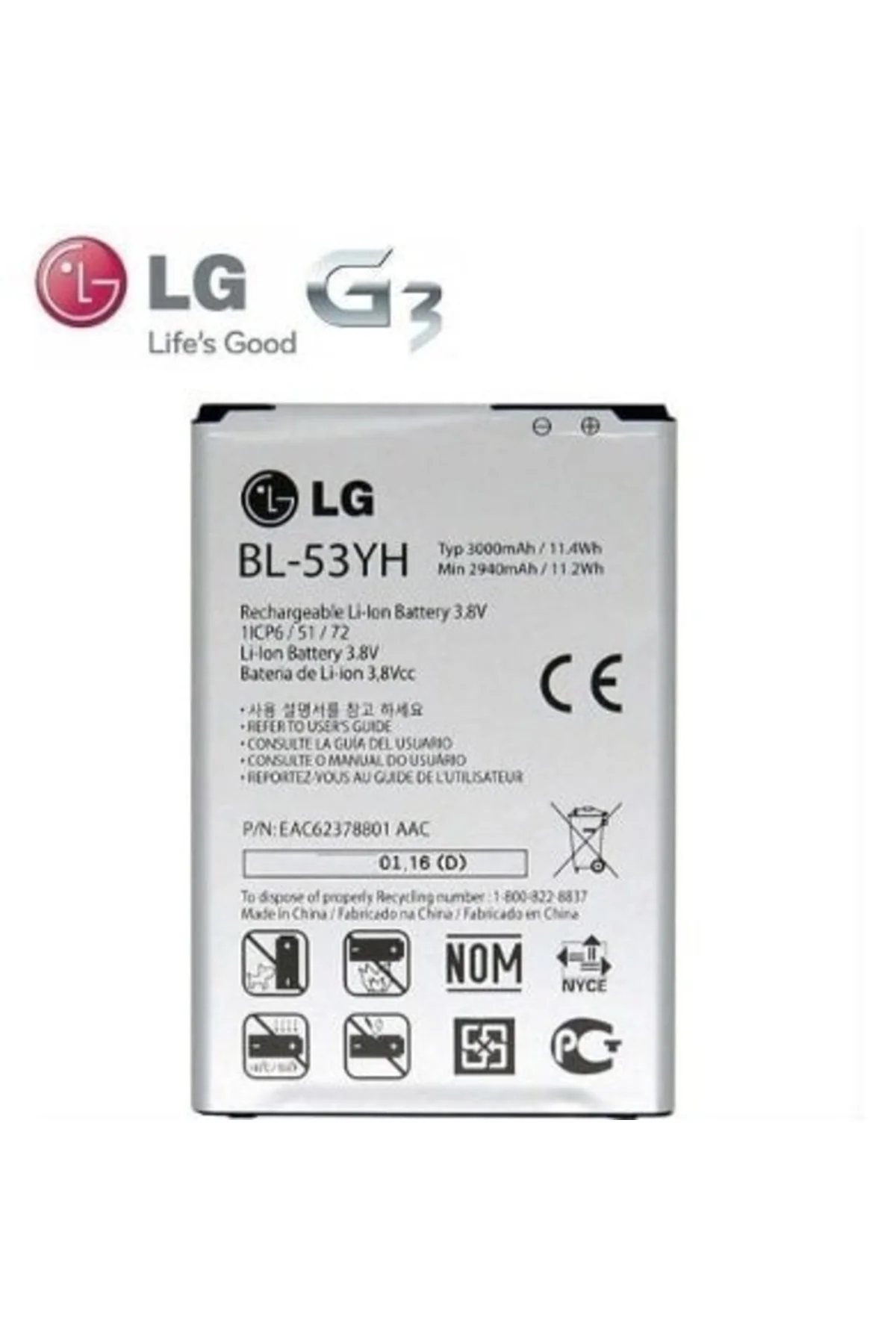 Lg G3 Uyumlu Batarya Pil Bl-53Yh Servis