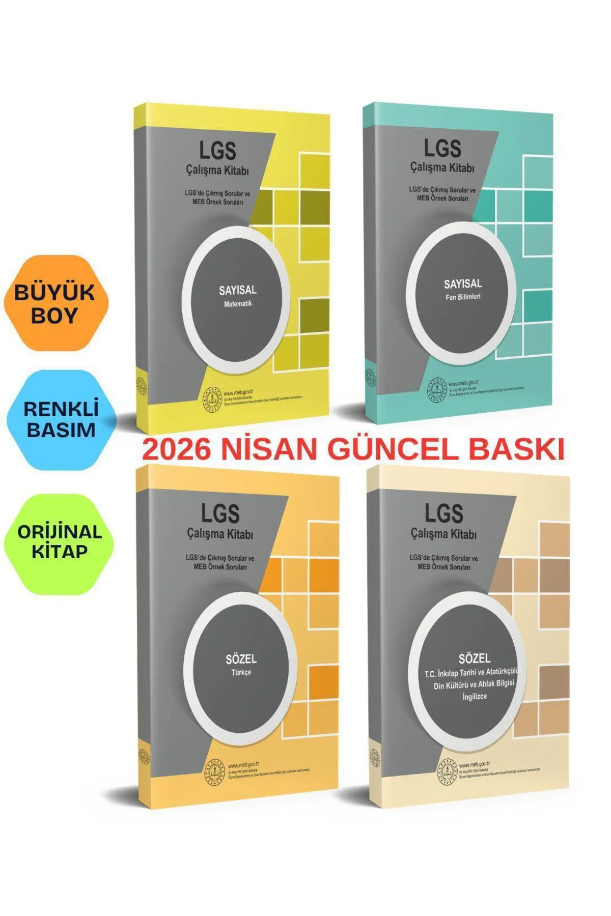 LGS 2026 Çalışma Kitabı LGS de Çıkmış Sorular ve MEB Örnek Sorular 4 lü Set