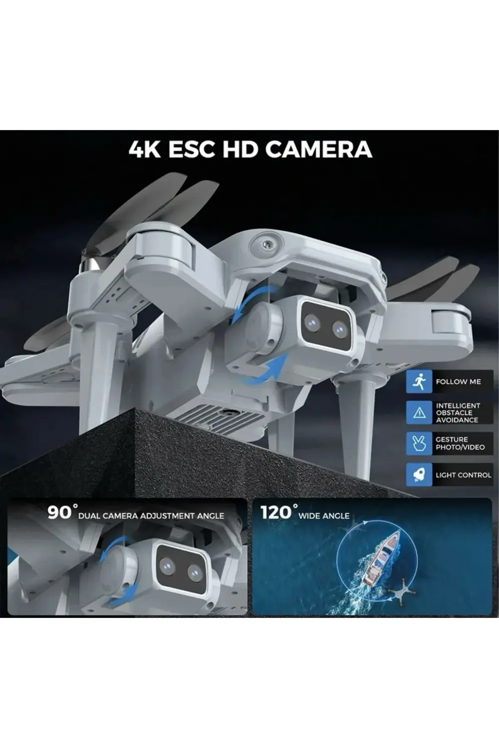 Oyuncakmarketim Lh-X68g 4K Drone Wifi Kamera Fpv Drone Otomatik Dönüş Yol Noktası