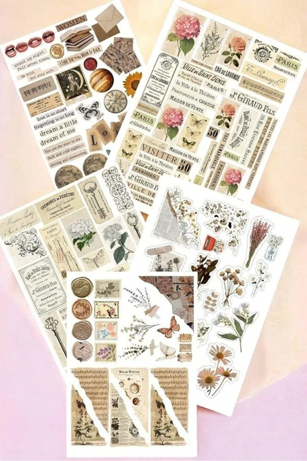 Li Brown Vintage Temalı Sticker Paketi/Bullet Journal Defter Çıkartma Ajanda Laptop Etiket