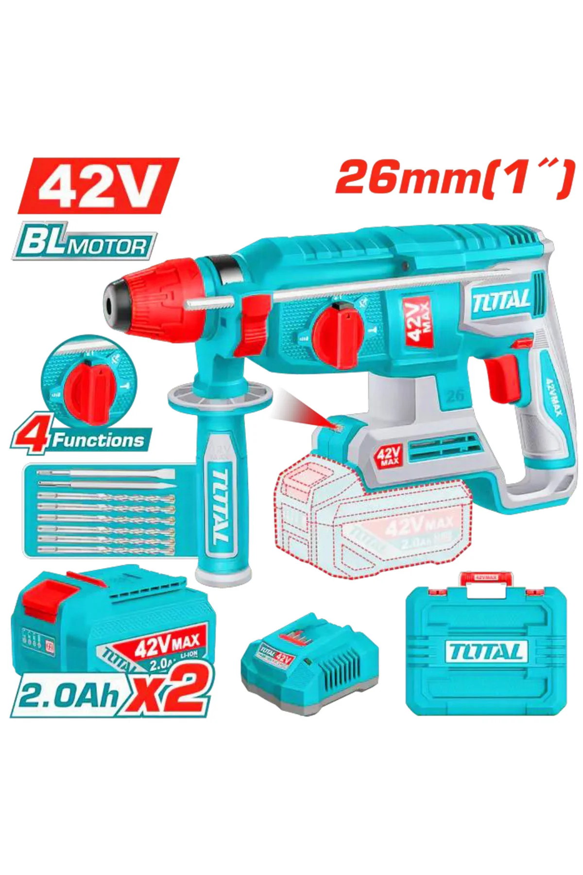 LI-ION AKÜLÜ KÖMÜRSÜZ 42V KIRICI DELİCİ TRHLI422682E