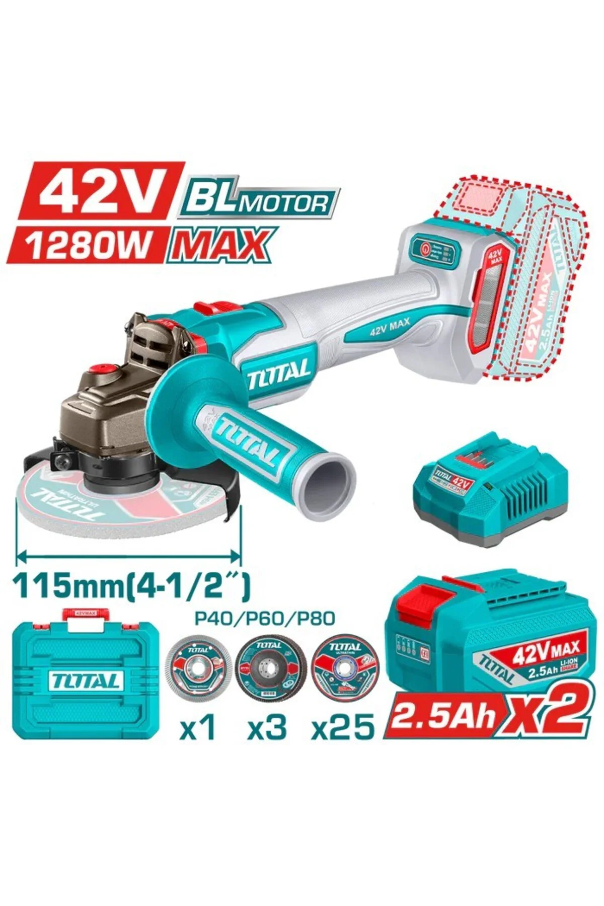 LI-ION AKÜLÜ KÖMÜRSÜZ 42V TAȘLAMA TAGLI4128112E