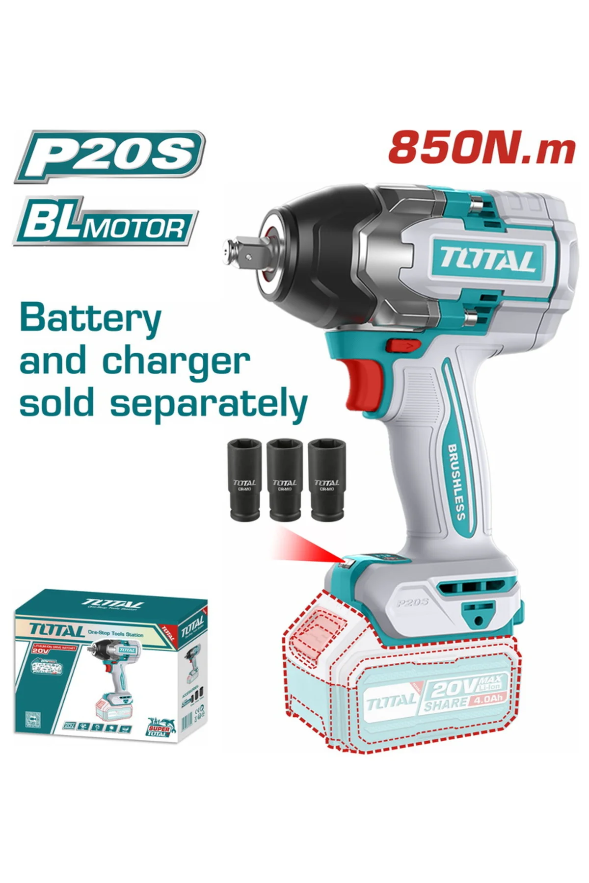 Lı-ıon Akülü Somun Sıkma Solo Kömürsüz Motor 850 Tork Tıwlı20851 