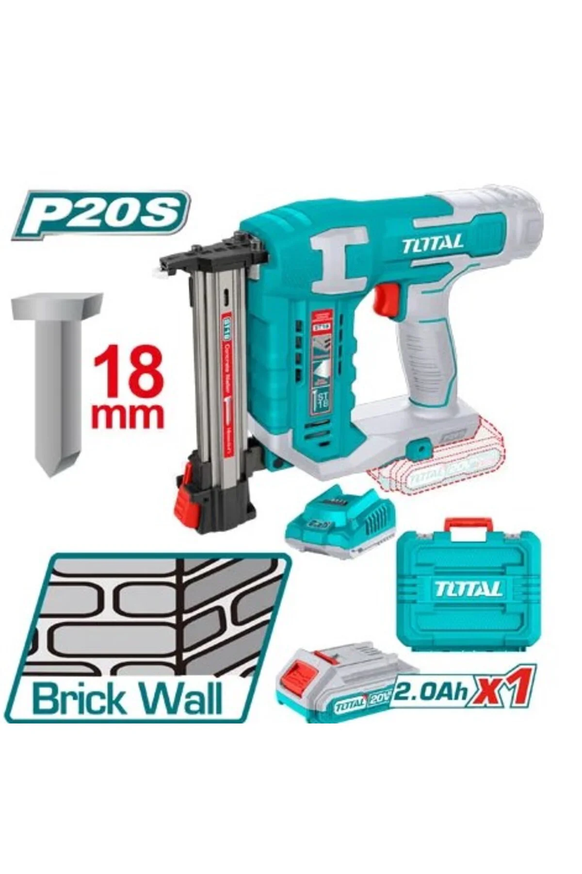 Li-ion Akülü Tuğla Çivi Çakma Tabancası 18 Mm - TCSTLI3808