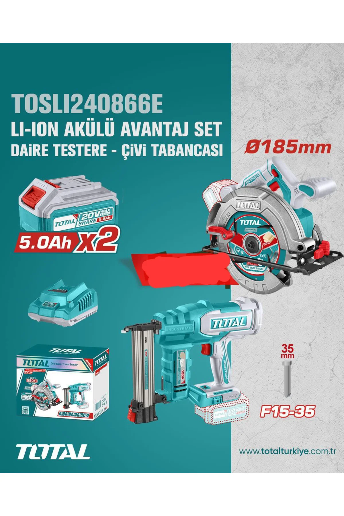 Lİ ON AKÜLÜ AVANTAJ LI SET DAİRE TESTERE VE ÇIVİ TABANCASI  ELİTS