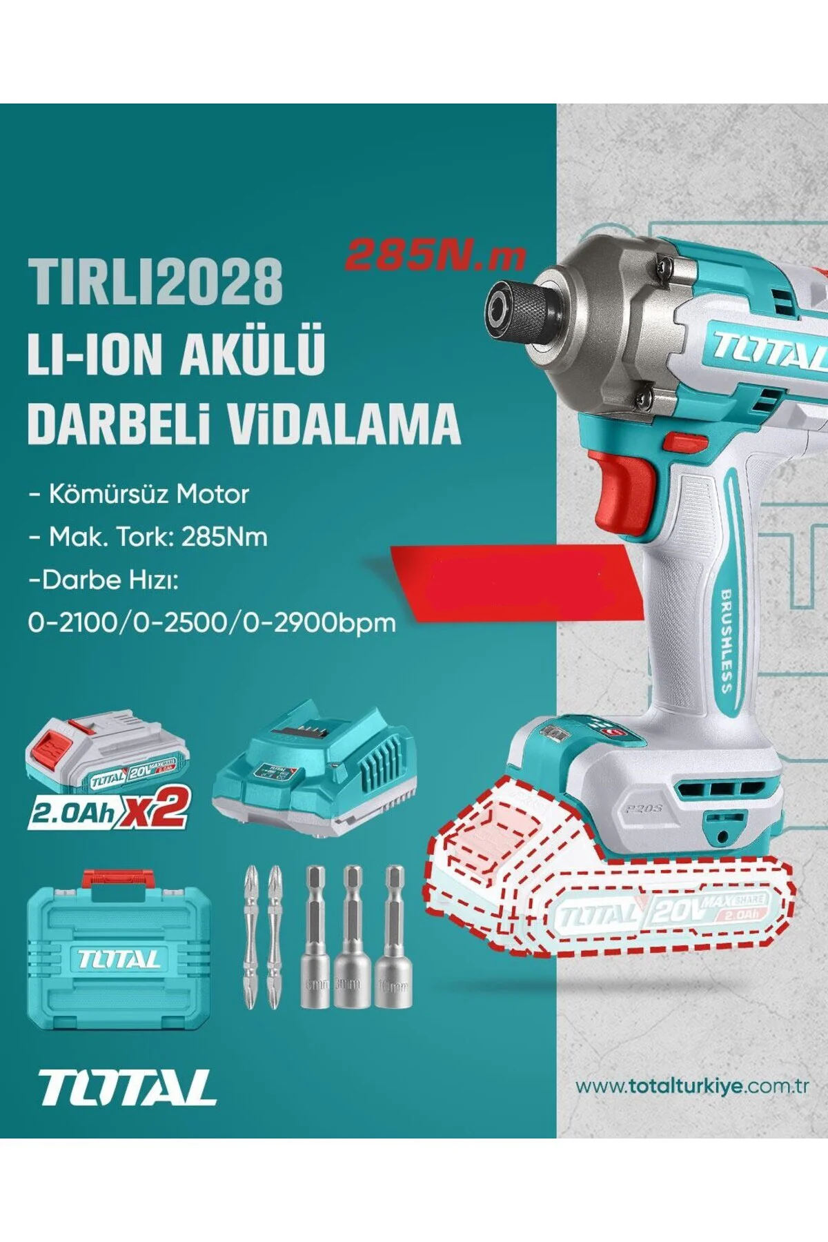 Li-on Akülü Darbeli Vidalama Kömürsüz Motor Tırlı2028