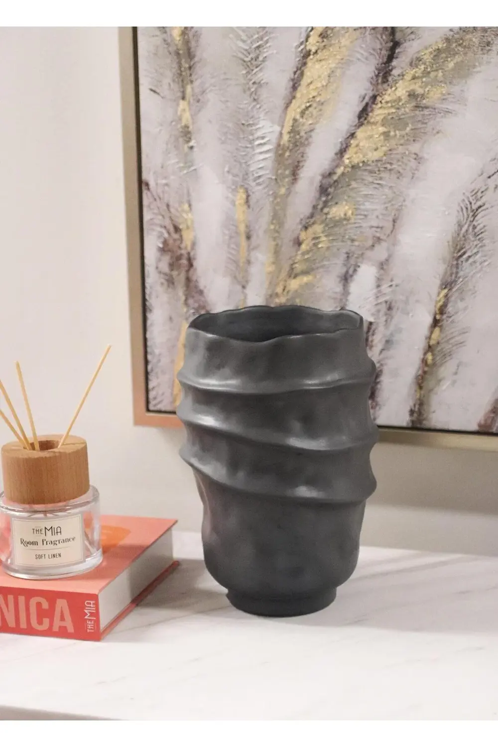 Licia Seramik Vazo Siyah 17x17x25 cm