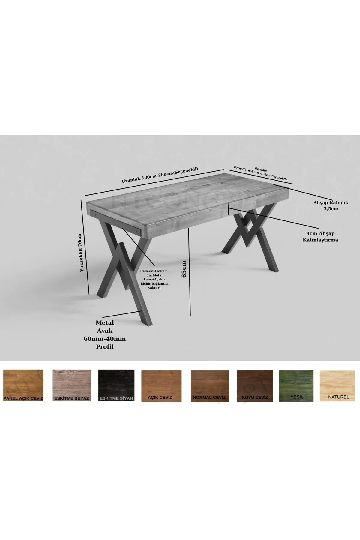Lidya Ntconcept Masif Ağaç Ofis Ve Çalışma Masası(75cm-200cm)