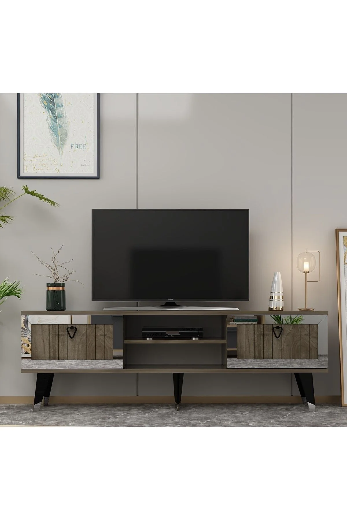 Lidya Tv Stand Ceviz-gümüş