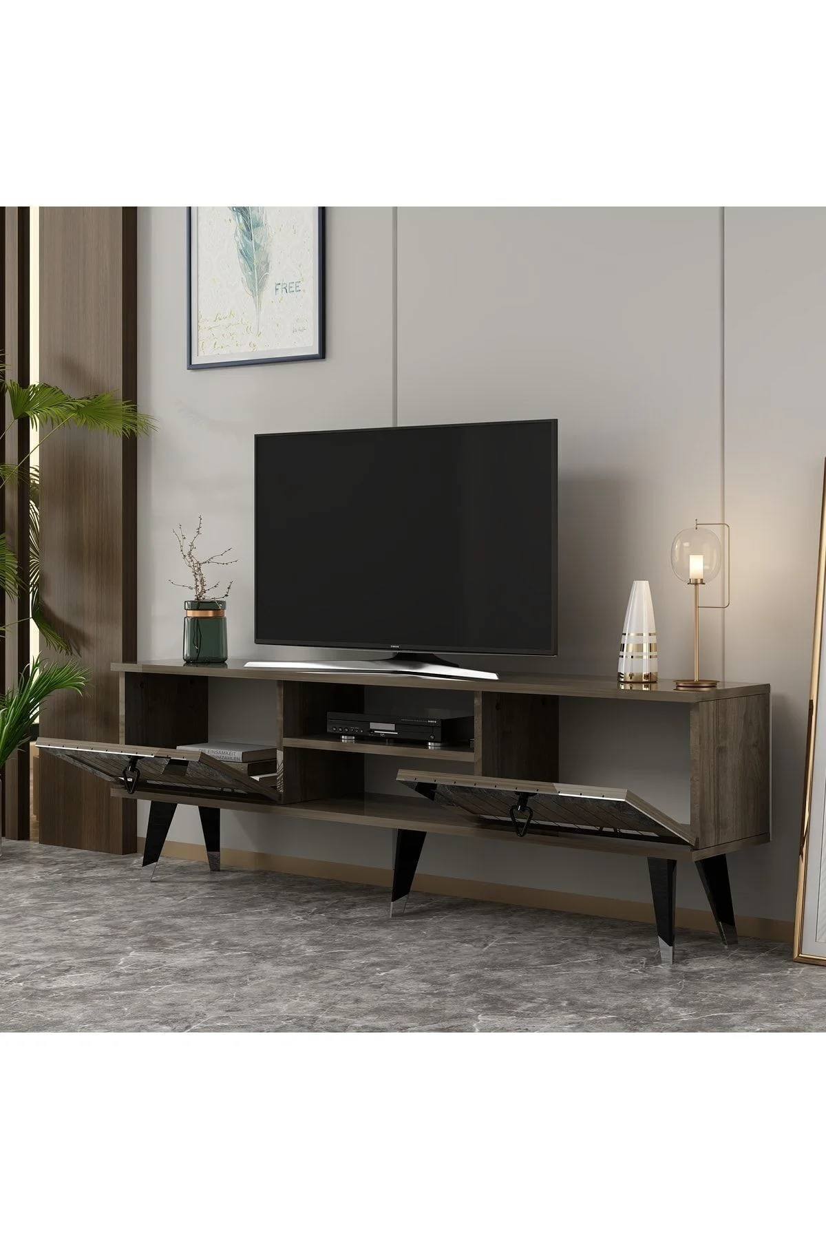 Lidya Tv Stand Ceviz-gümüş
