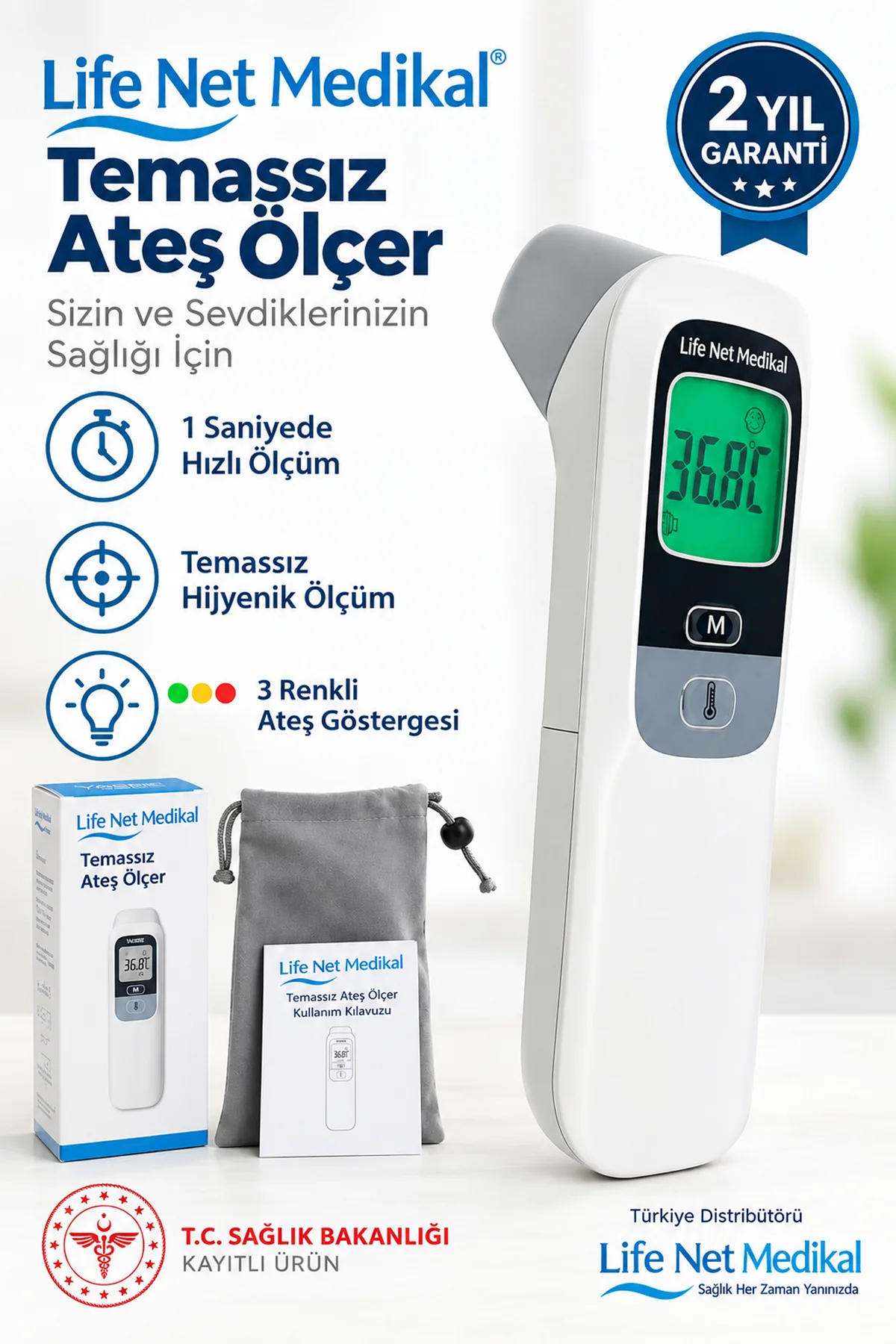 Life Net Medikal Uzaktan Temassız Ateş Ölçer Ft-100b - Görsel 3