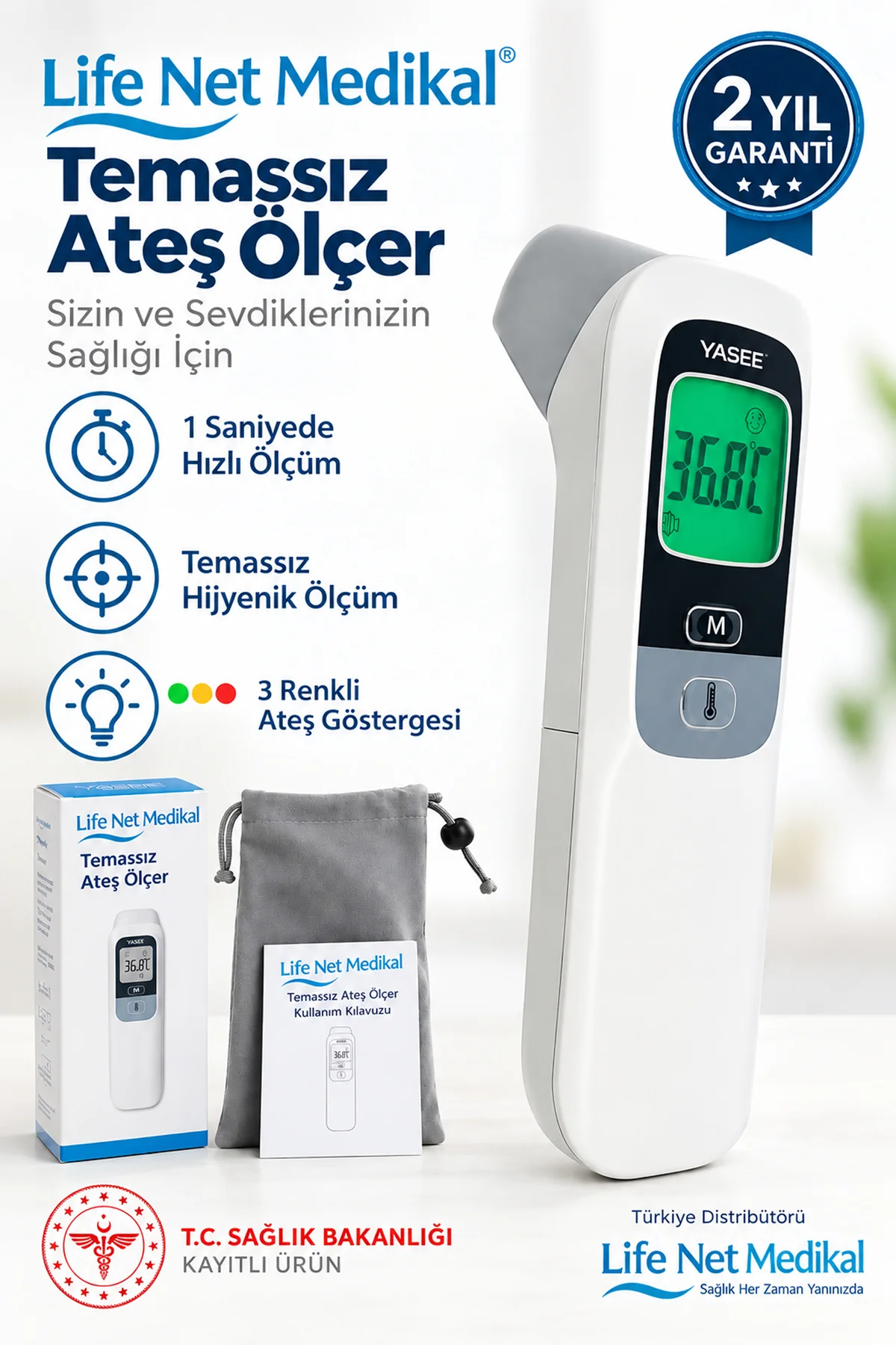 Life Net Medikal Uzaktan Temassız Ateş Ölçer Ft-100b - Görsel 2