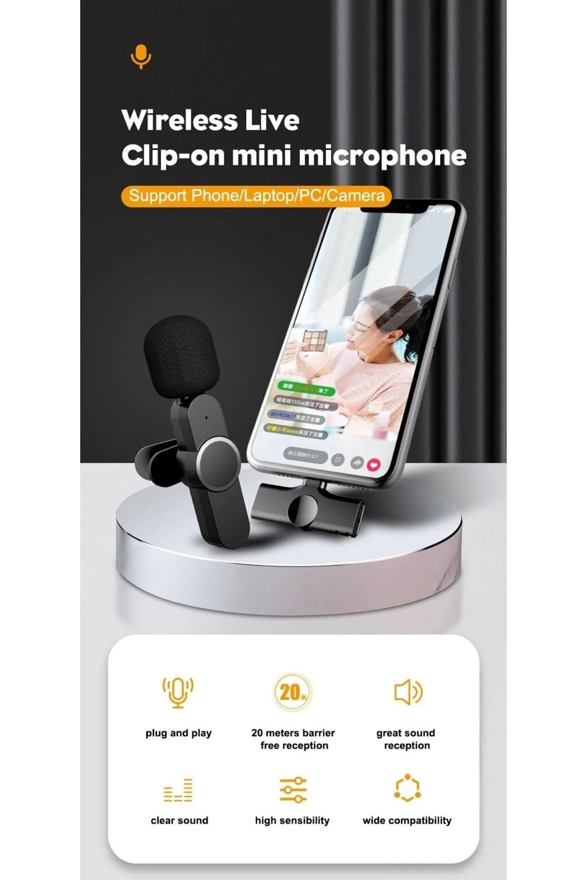 Lightning Girişli Iphone Uyumlu Ikili Kablosuz Yaka Mikrofonu You