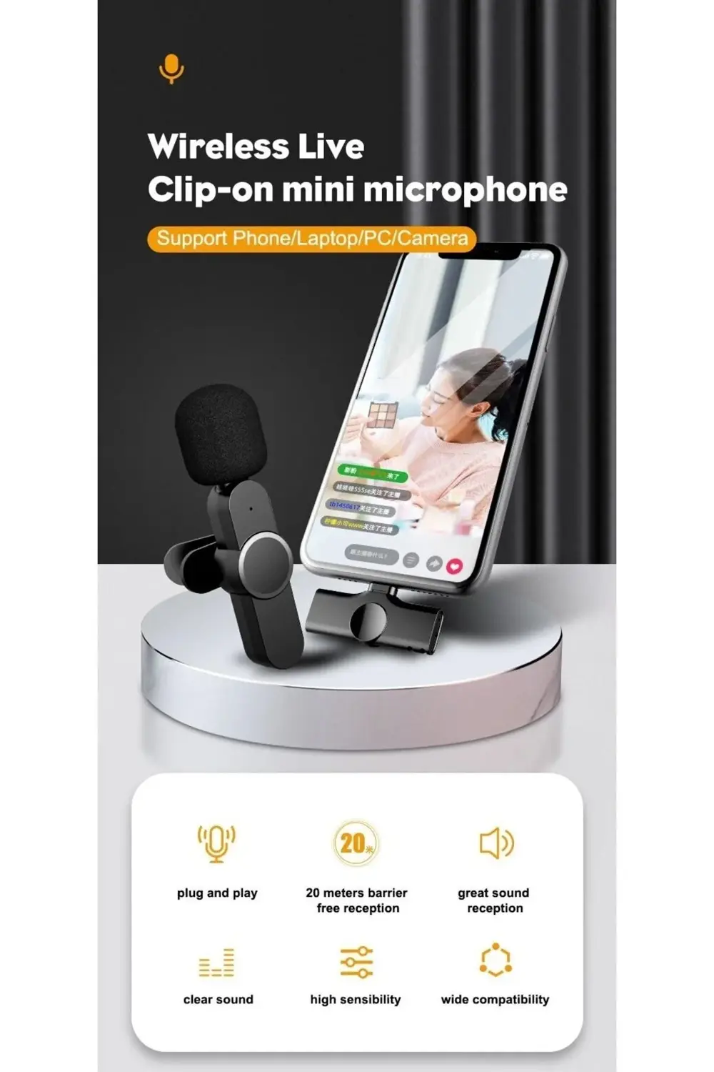 Lightning Girişli Iphone Uyumlu Ikili Kablosuz Yaka Mikrofonu You