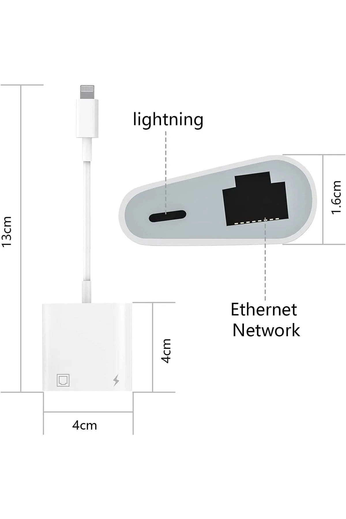 Lightning Rj45 Ethernet Çevirici 2 In 1 Ethernet Ve Liğhtning Şar