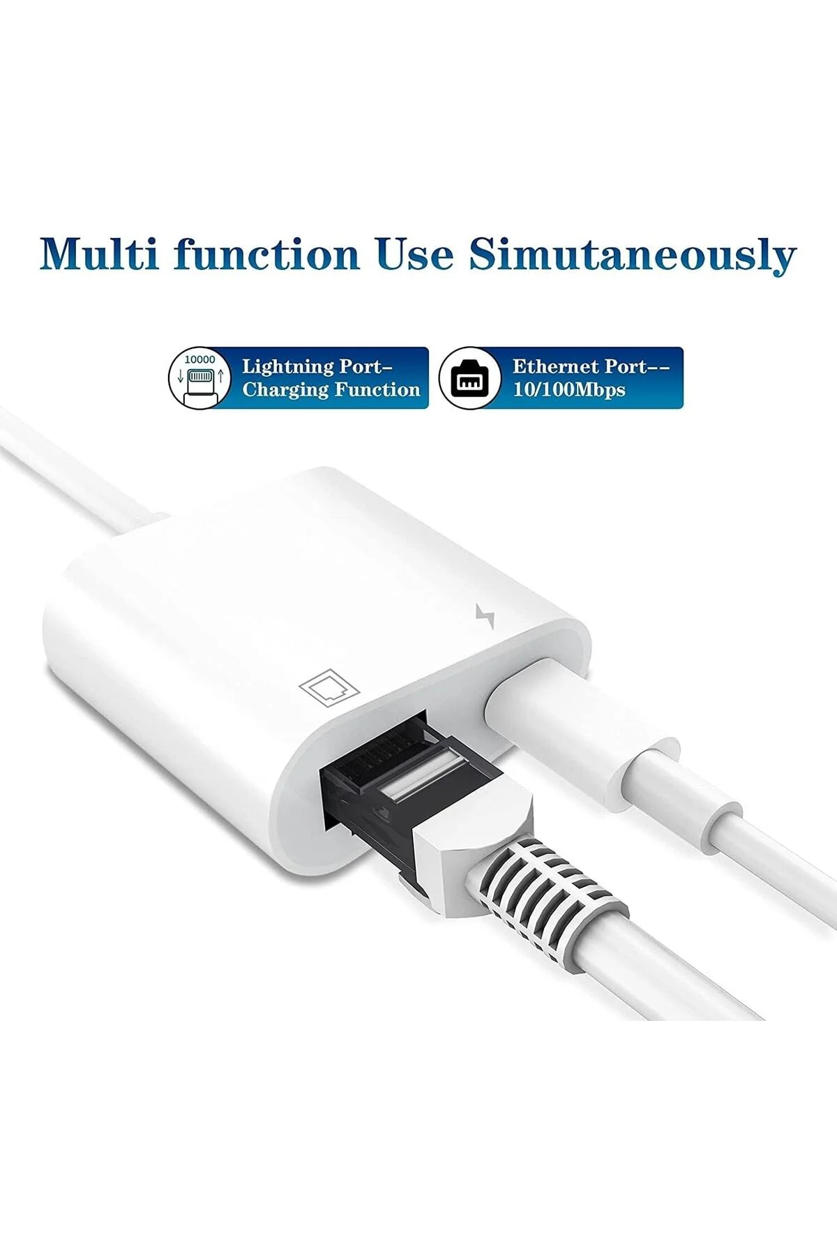 Lightning Rj45 Ethernet Çevirici 2 In 1 Ethernet Ve Liğhtning Şar