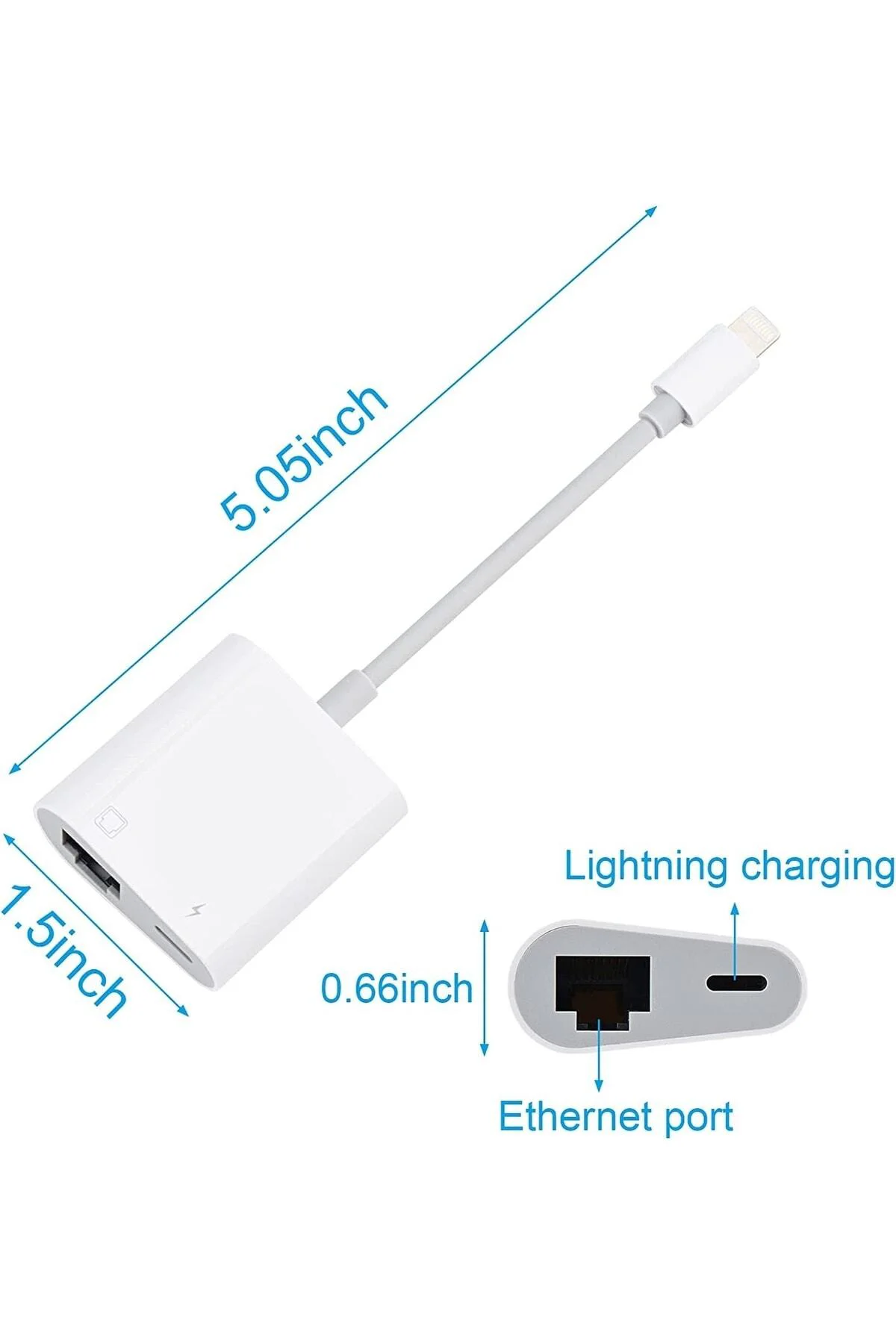 Lightning Rj45 Ethernet Çevirici 2 In 1 Ethernet Ve Liğhtning Şar