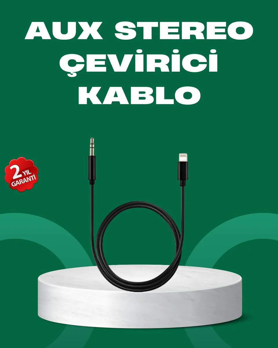 Lightning to 3.5mm Aux Ses Dönüştürücü Kablo - 1 Metre Stereo Uyumlu, iPhone 14 ve Altı Cihazlar İçin Ses Adaptörü