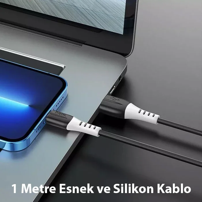 Lightning USB Kablosu iPhone 2.4A Silikon 1m - Hızlı Şarj & Veri Aktarım