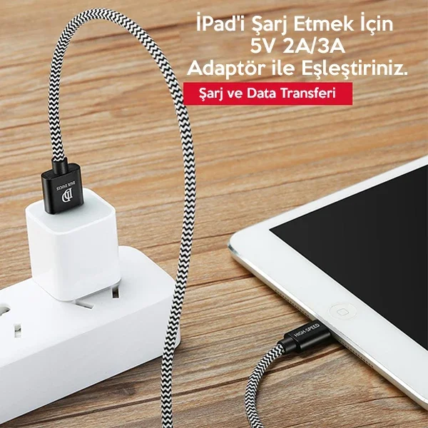 Lightning USB Şarj Kablosu 1 Metre - Hızlı Şarj & Dayanıklı Örgü Kılıf