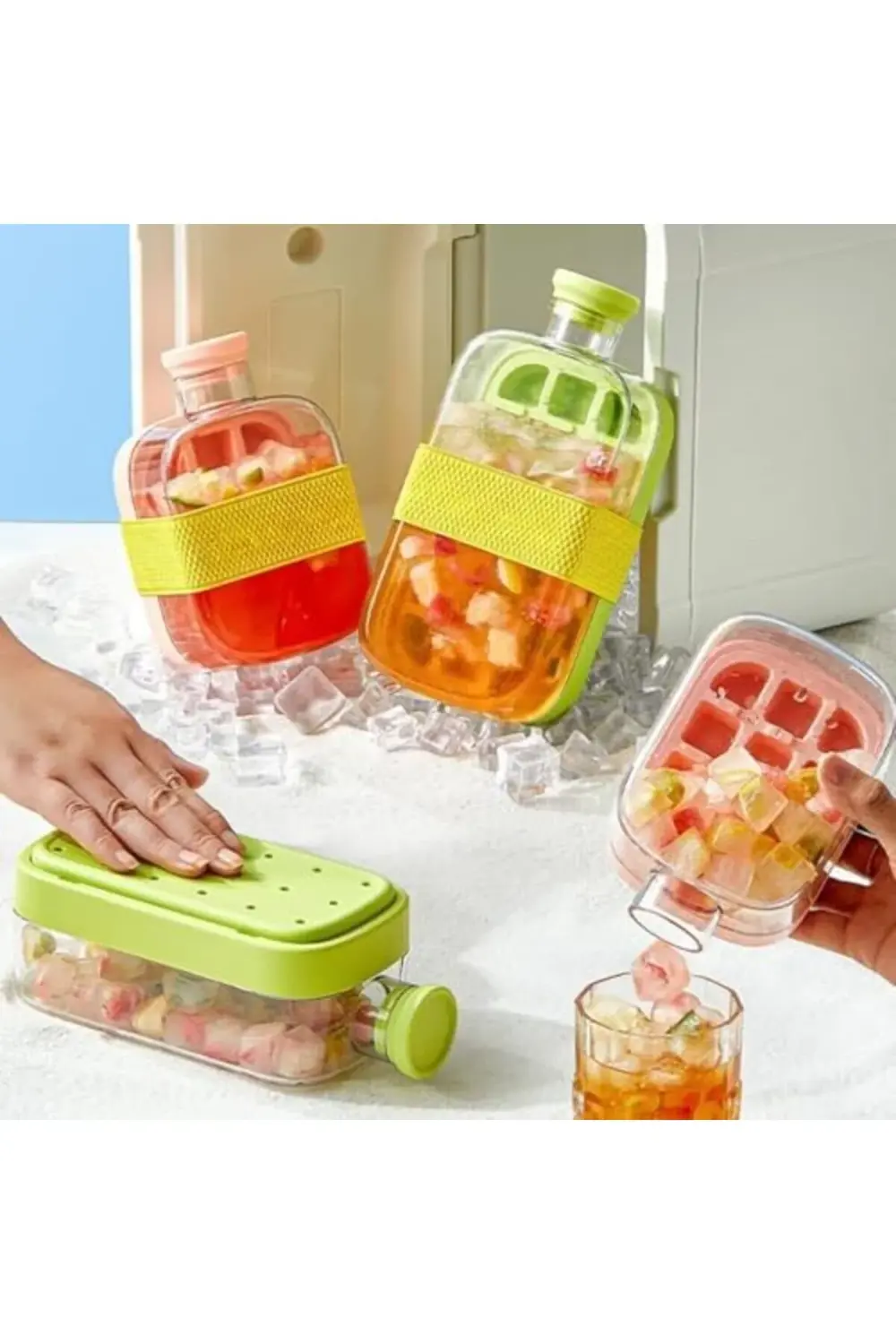 likesell Silikon Buz Kalıbı, Sert Plastik Gövdeli, Pipetli Su Şiş