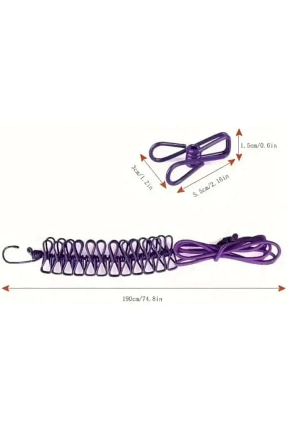 likesell Taşınabilir Seyahat Çamaşır İpi 12 Mandallı Klipsli Çama