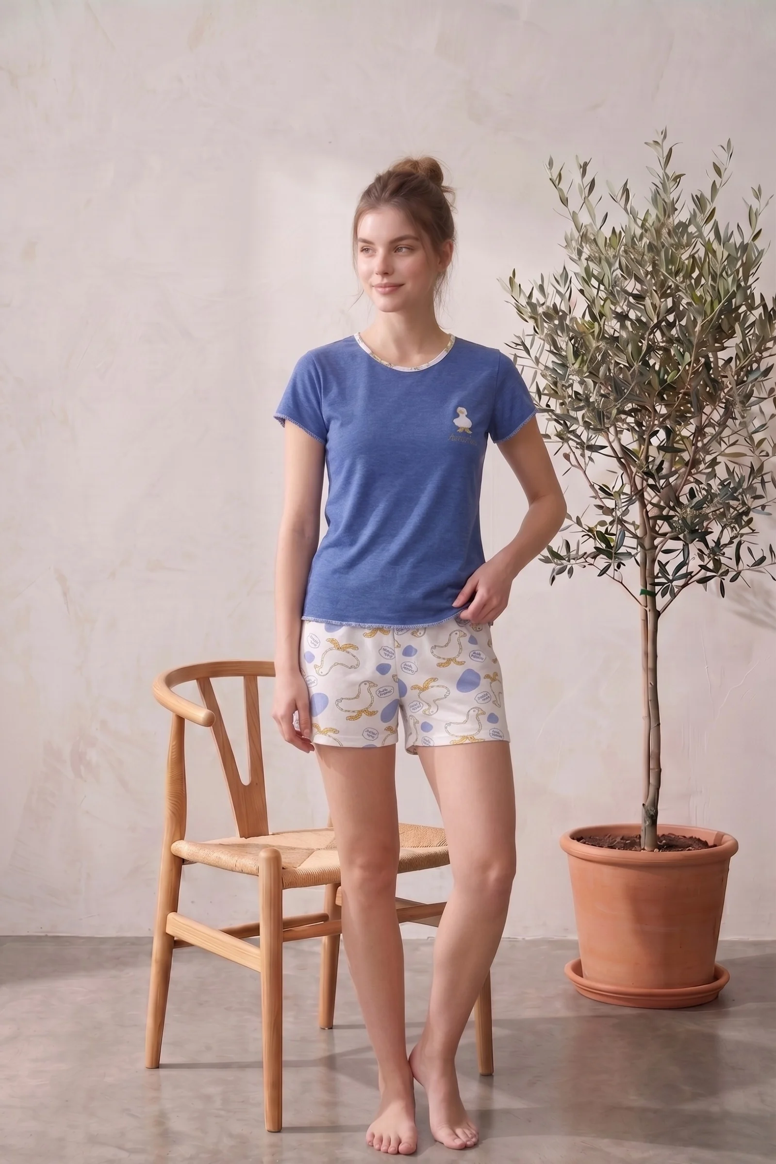Likralı Desenli Kaşkorse Kısa Kollu Şortlu Takım, Mavi, XL/XXL Likralı Desenli Kaşkorse Kısa Kollu Şortlu Takım, Mavi, XL/XXL Fiyatı, Yorumları ve Özellikleri