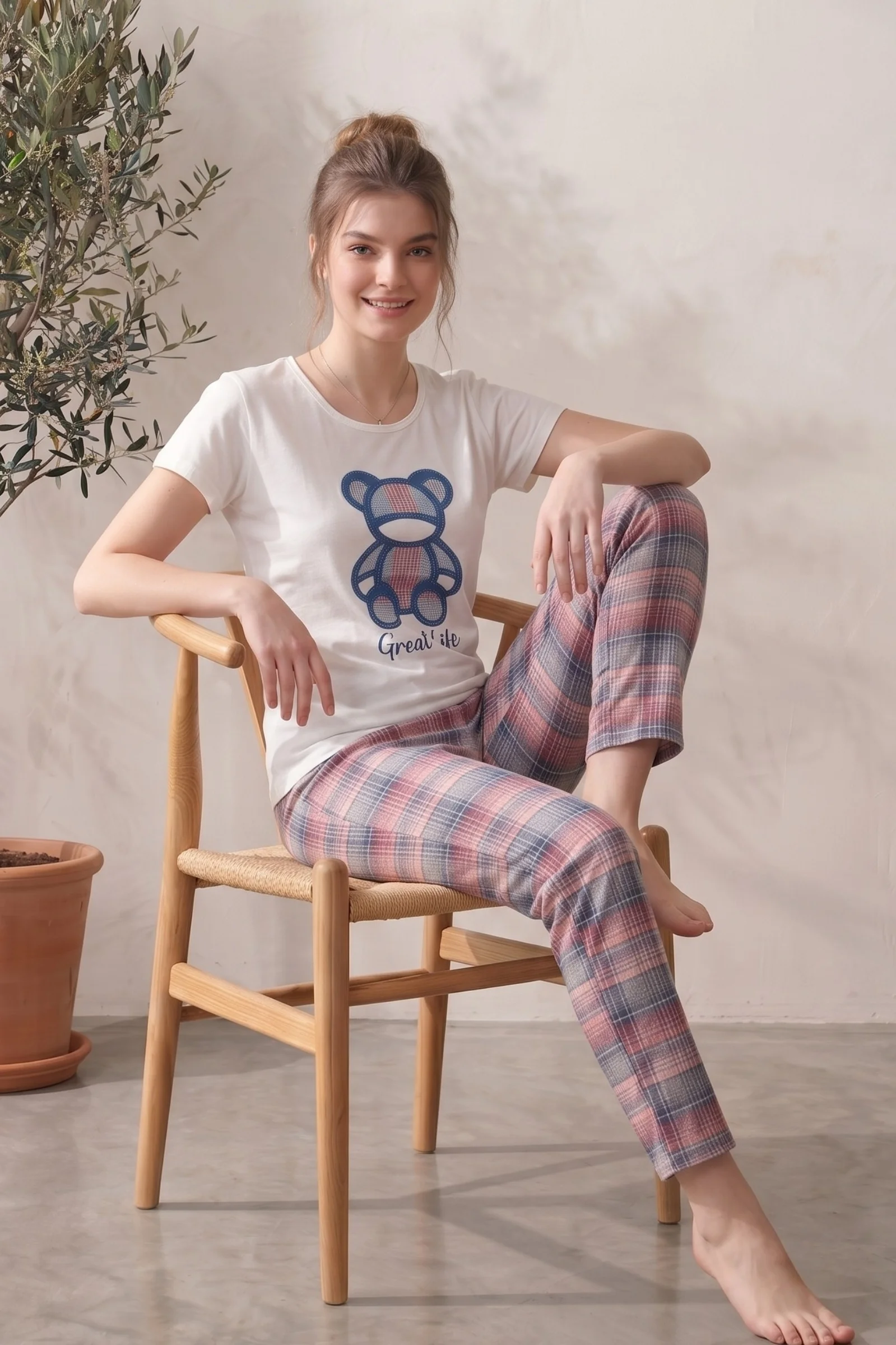 Likralı Desenli Kısa Kollu Yazlık Rahat ve Esnek Pijama Takımı, Lacivert, 3XL Fiyatı, Yorumları ve Özellikleri