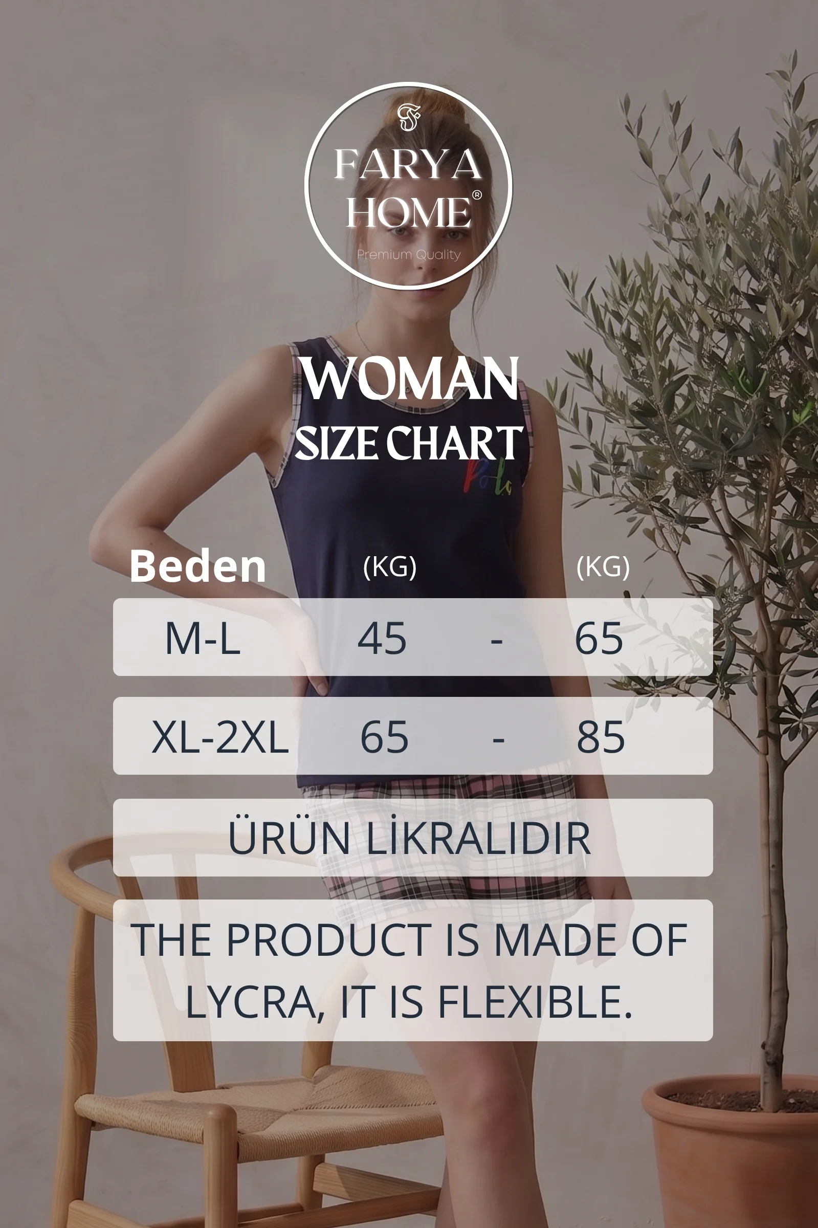 Likralı Ekose Kareli Kiraz Desenli Kalın Askılı Şort Takım, Lacivert, XL/XXL