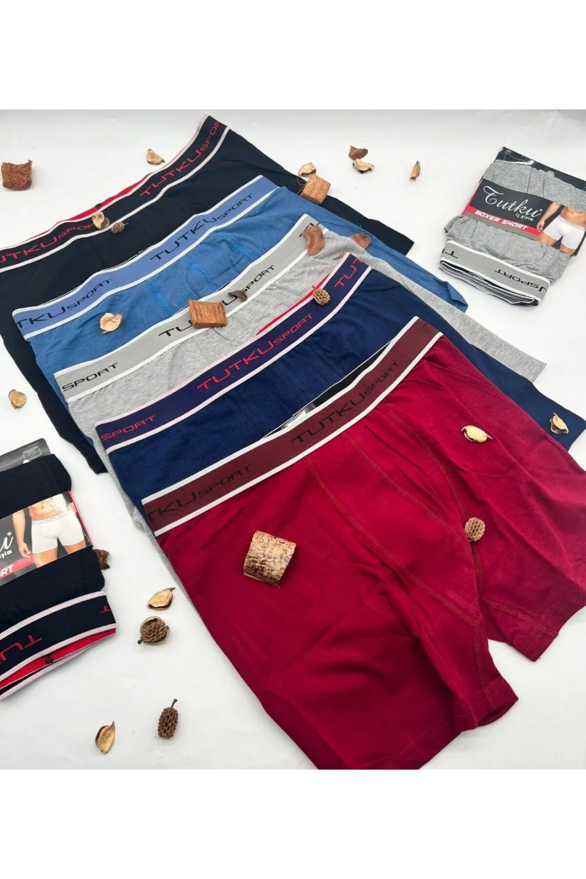 Tutku Likralı Elastan Spor %100 Pamuklu Erkek Boxer 6” Lı Paket