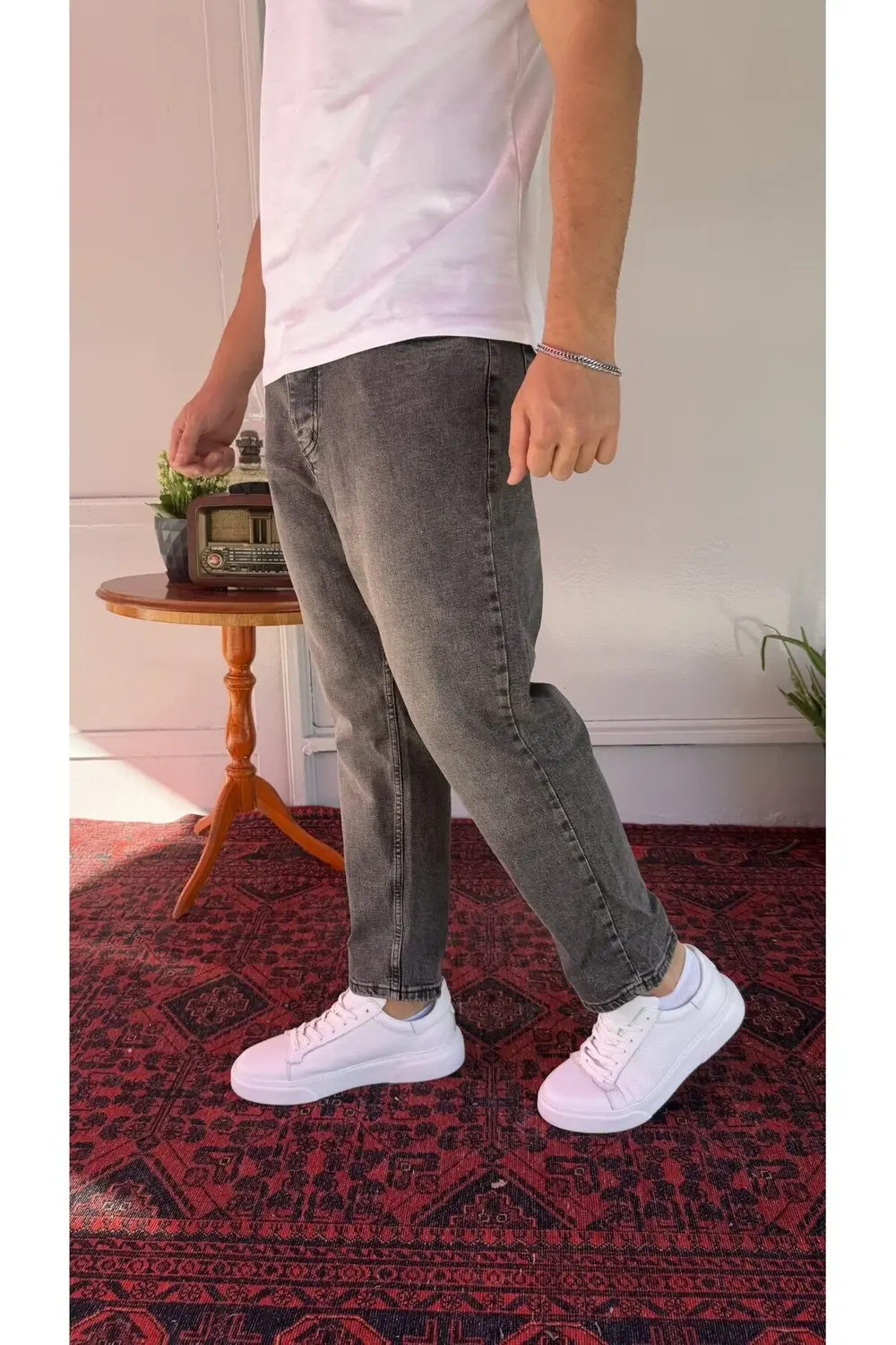 Likralı Füme Yıkamalı Boyfriend Jean