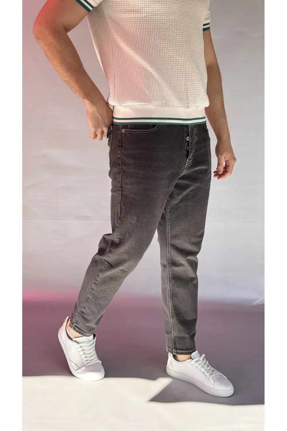 Likralı Koyu Kahve Boyfriend Pantolon