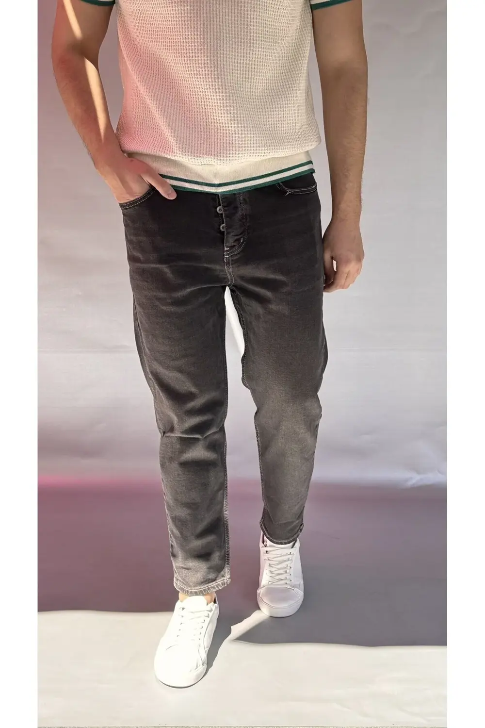 Likralı Koyu Kahve Boyfriend Pantolon