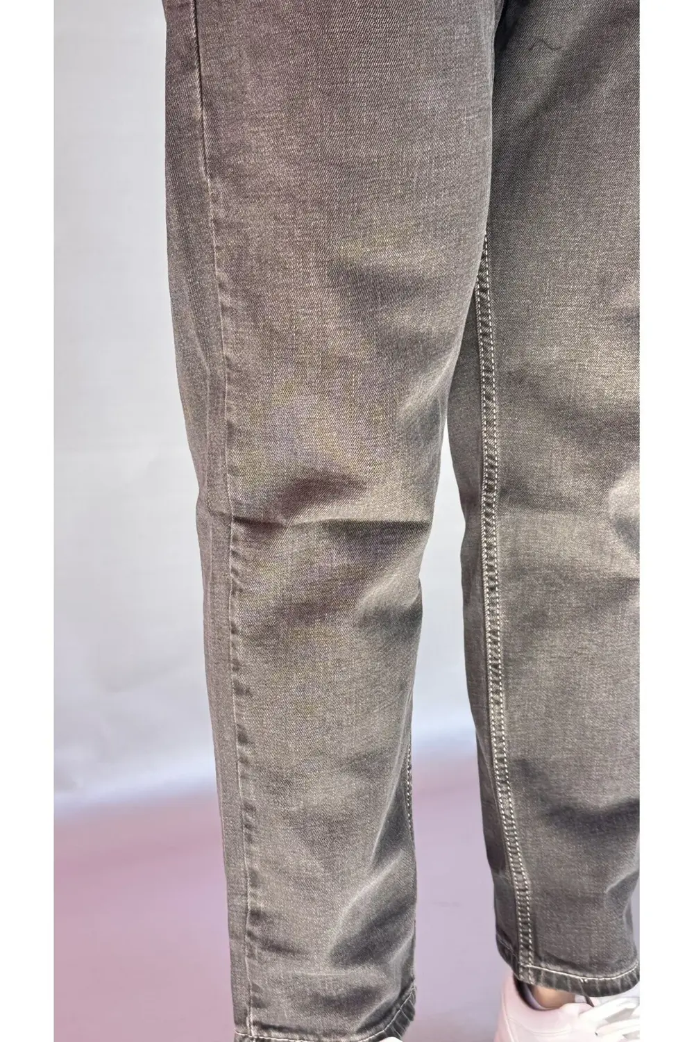 Likralı Koyu Kahve Boyfriend Pantolon