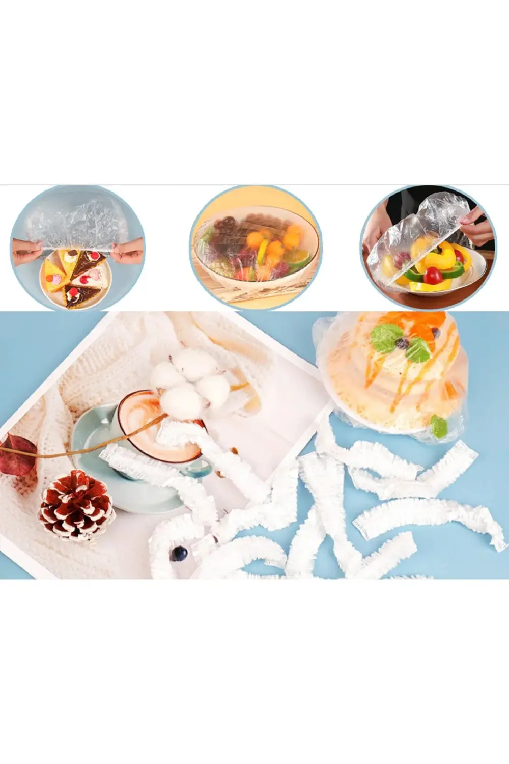 Likralı Streç Gıda Muhafazası Gıda Bonesi, Çok Kullanımlık Streç