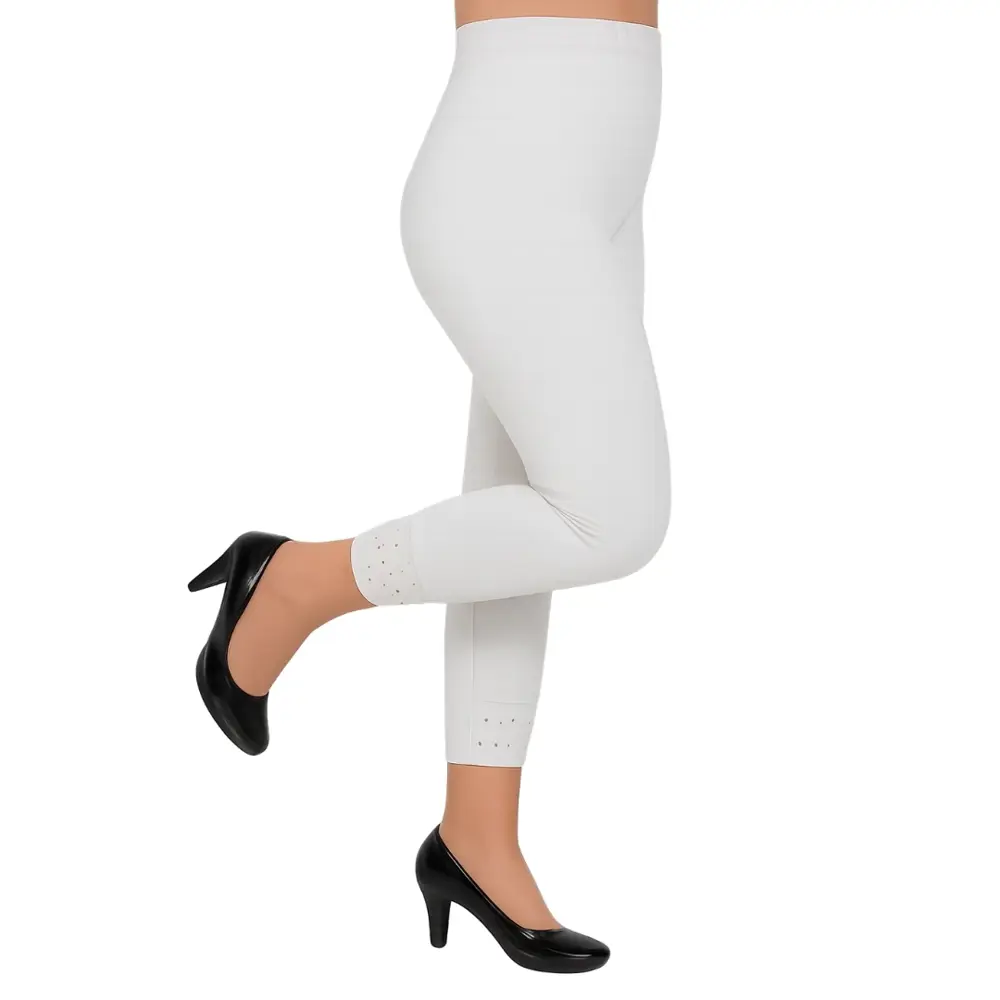 Likralı Viskon Bilek Bölgesi Taşlı Kadın Tayt