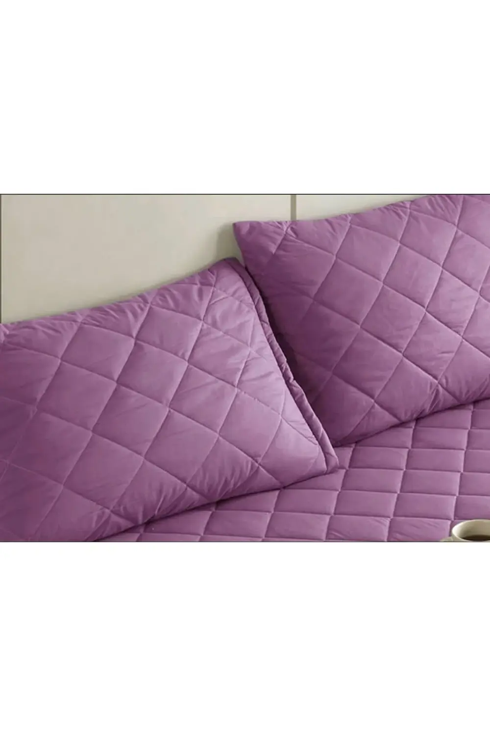 Lila %100 Pamuk Kapitone Yastık Koruyucu Alez 4 Adet