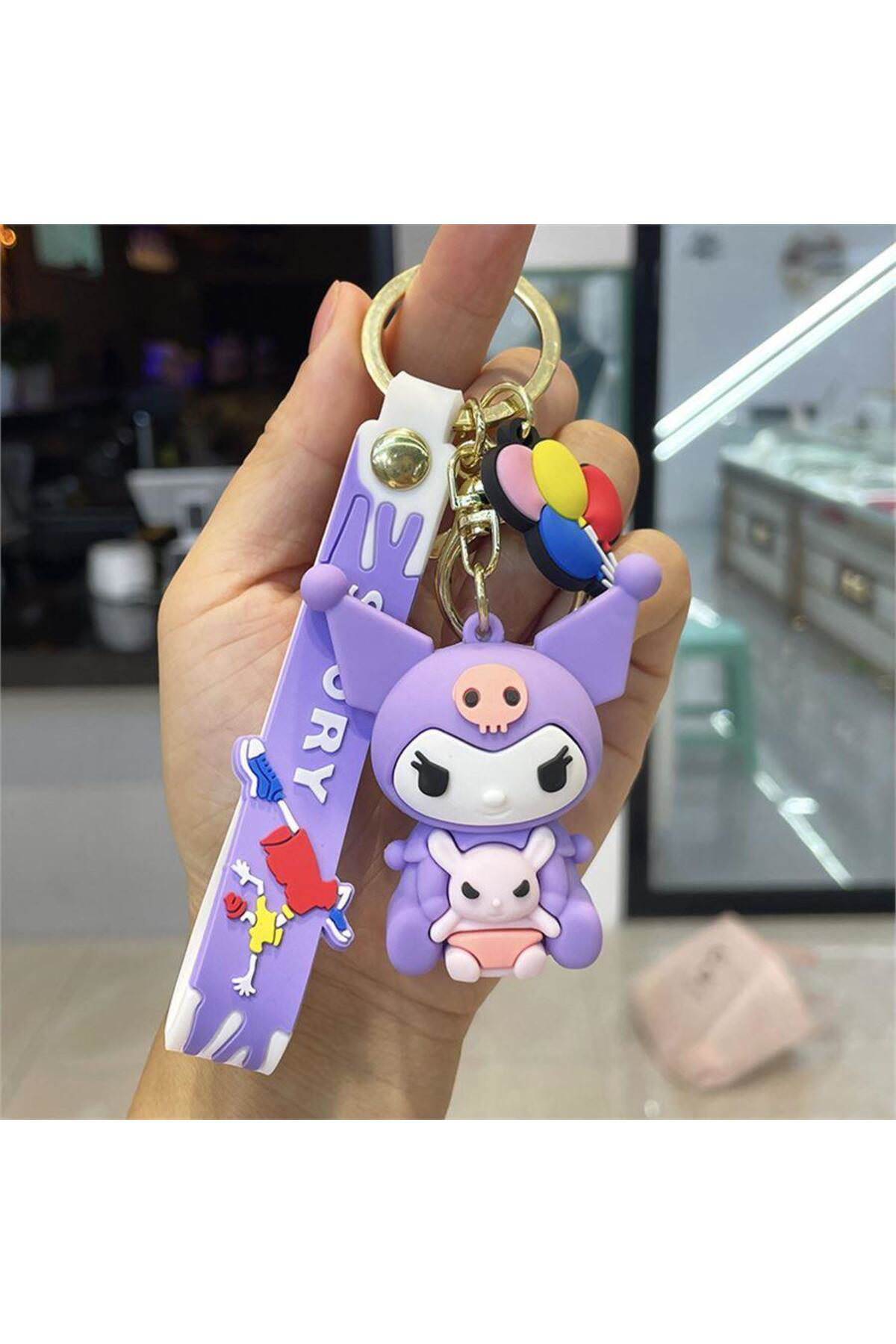 Lila Anime Kuromi - Pet Friend Silikon Anahtarlık